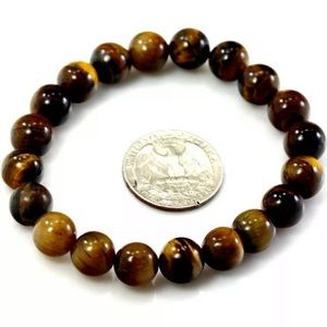 Unisex Natural Tigers Eye 8mm Stretch Bracelet